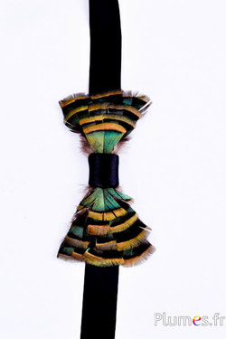 Fliege Pfauentruthahn - 14 x 7 cm - natur-metallic